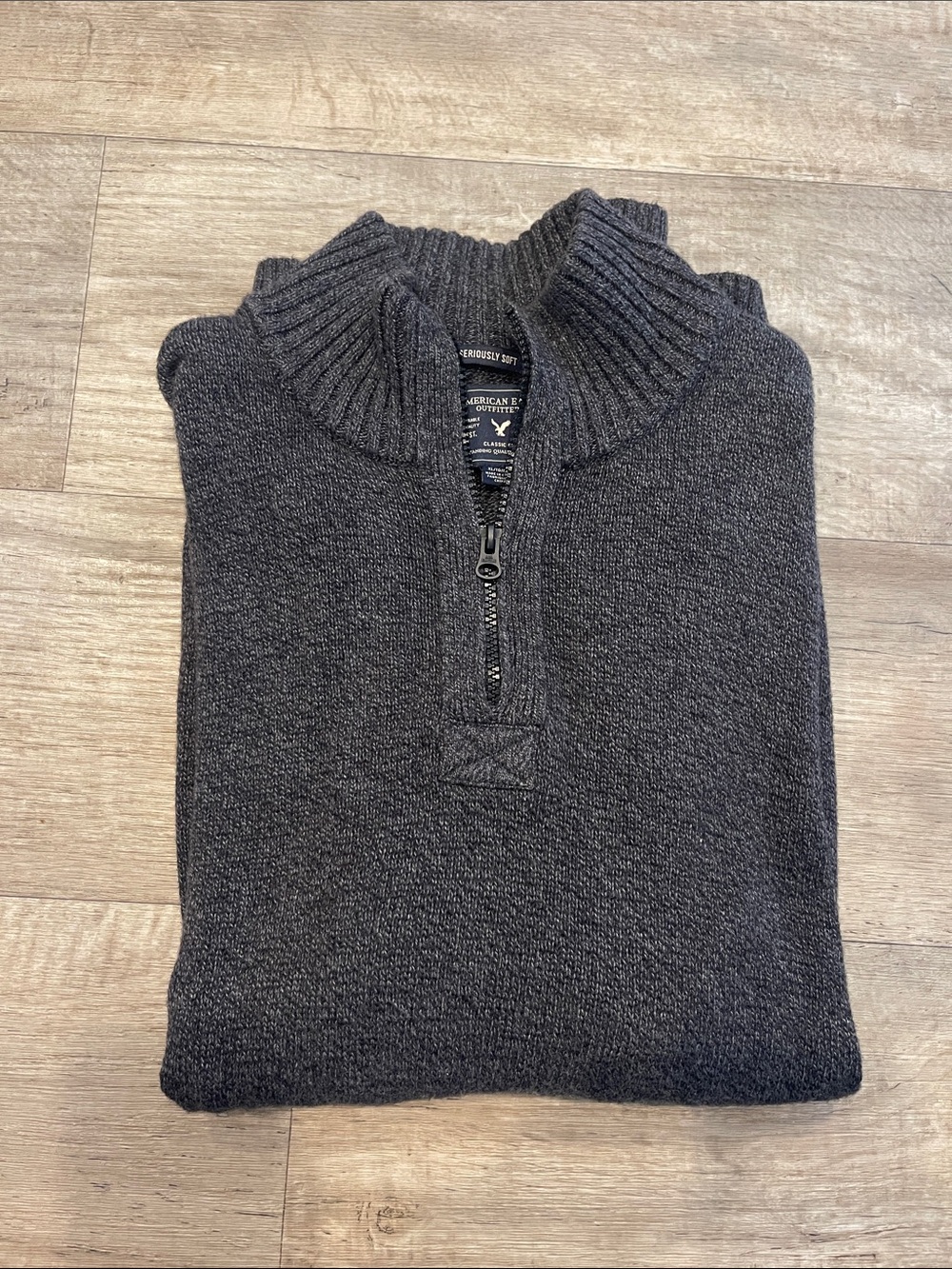 American Eagle Outfitters Dark Charcoal Half-Zip Sweater
